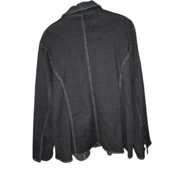 *3 FOR $9* Cato Woman Dark Denim Stretch Long Sleeve Jean Jacket Blazer Coat - Picture 4 of 4